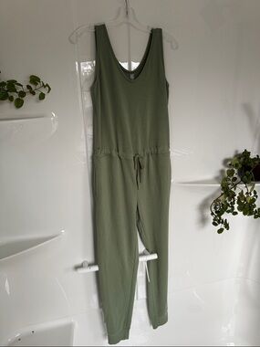 Joe Fresh Olive Green Sleeveless Drawstring Waist Jumpsuit